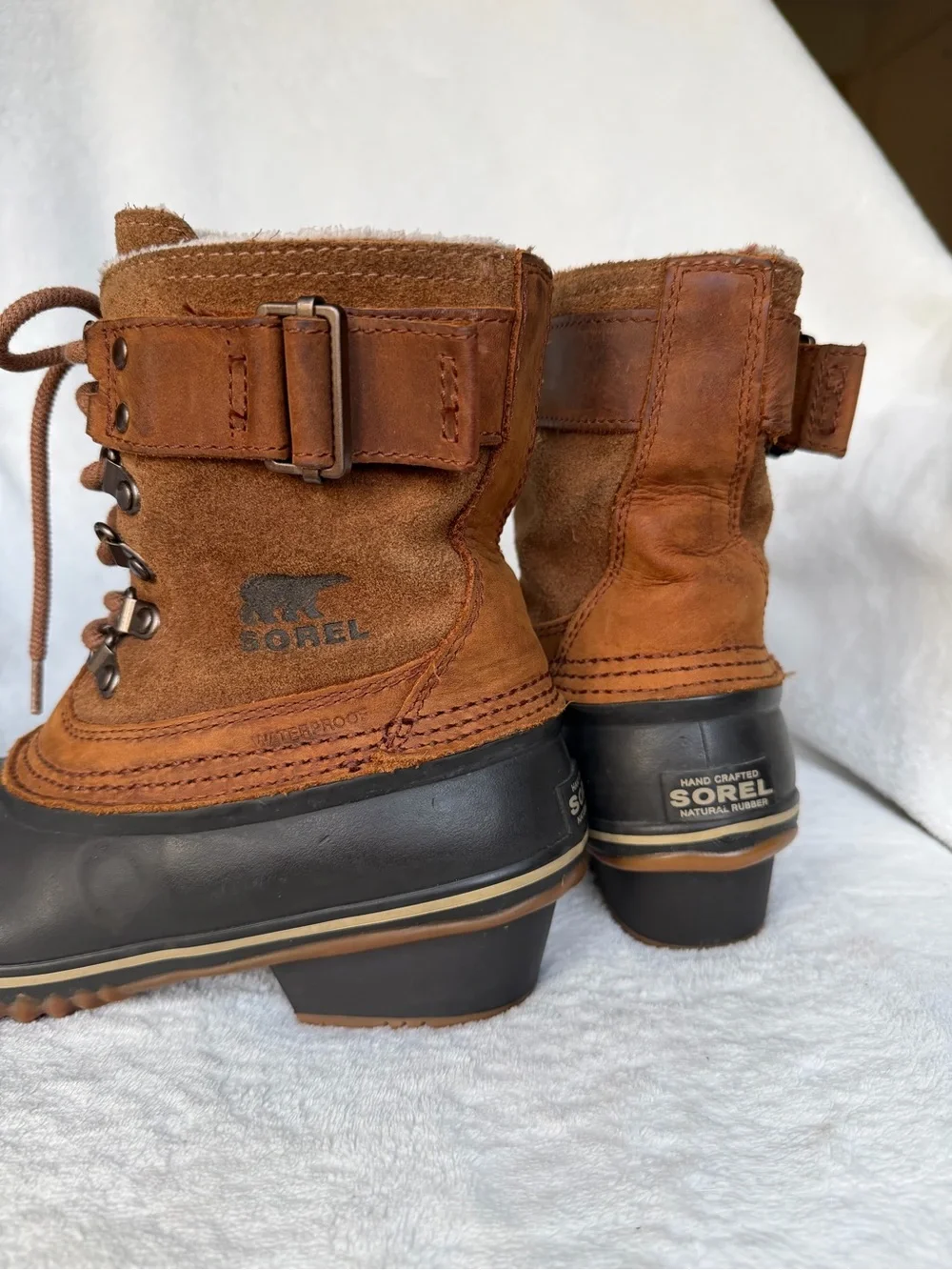 Sorel Fancy Lace II Womens Boots 6 Brown Waterproof Leather Lace Up Duck